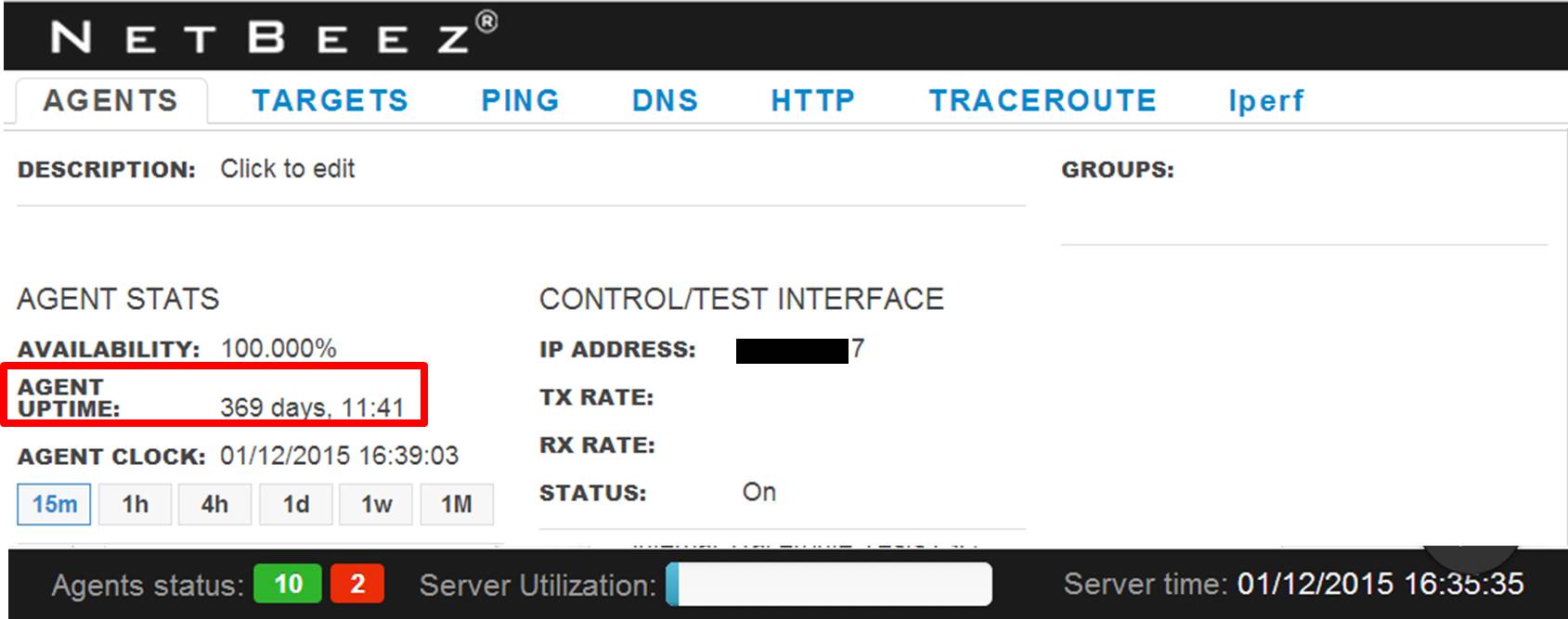 Raspberry Pi Uptime in NetBeez