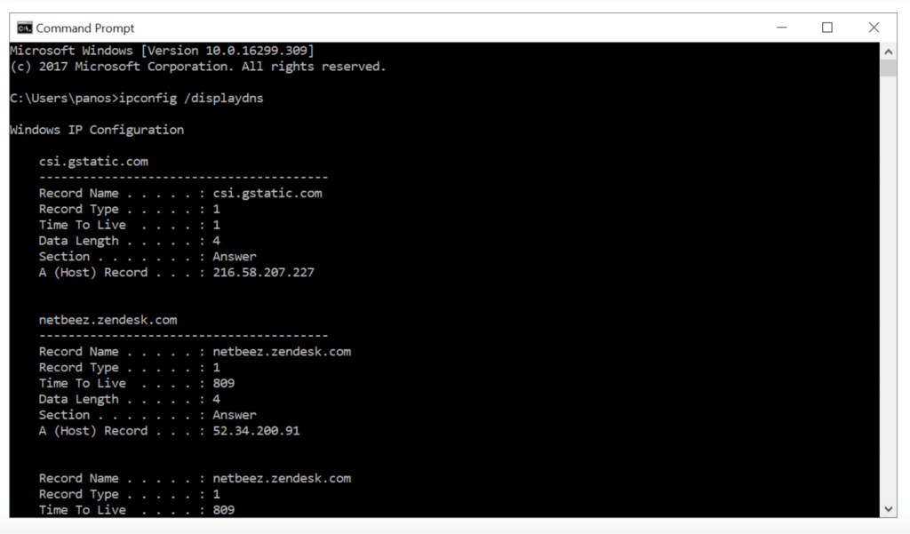 Checking DNS in Windows