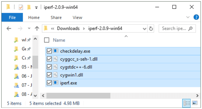 Content of jperf zip file