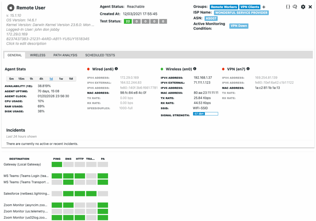 netbeez remote worker agent dashboard